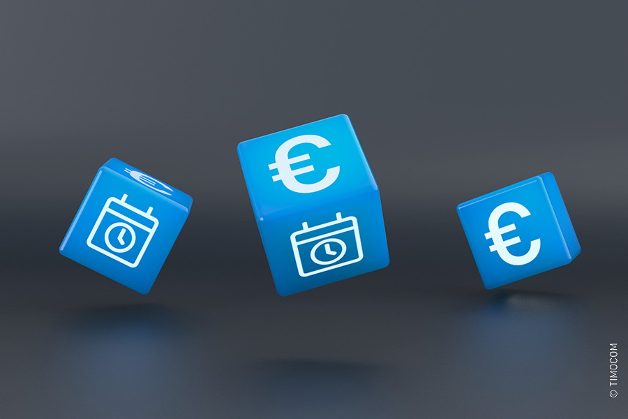 Three blue cubes with Euro and Calendar symbol