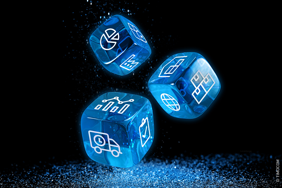Cube with supply chain management symbols