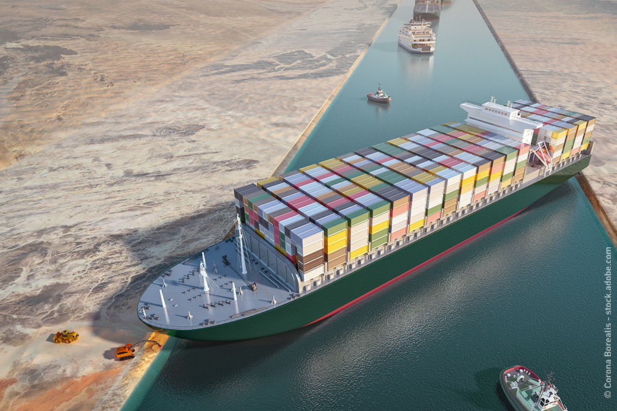 Container ship blocks the Suez Canal