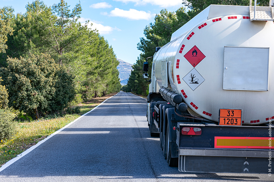 truck viewed from the back on the road