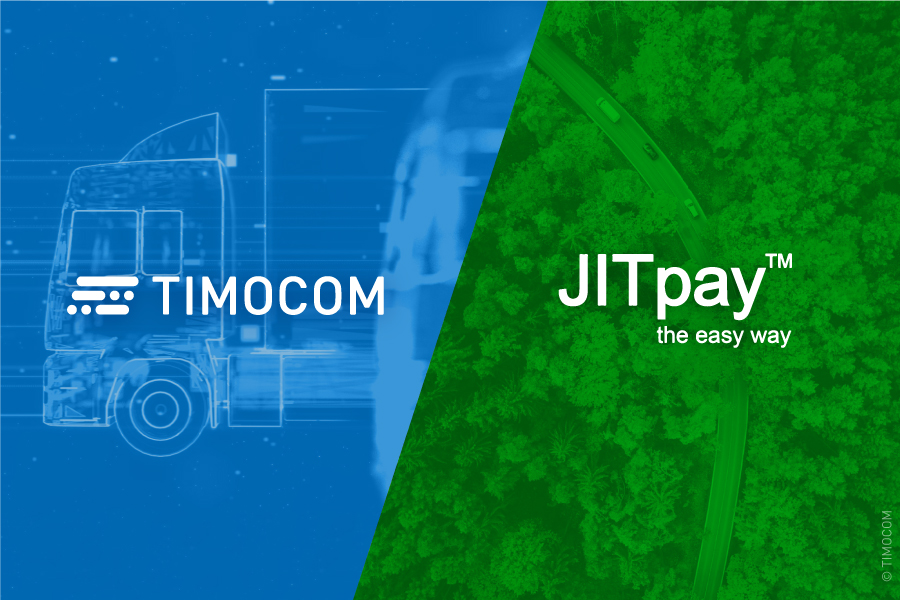 The image shows the logos of TIMOCOM and JITpay.